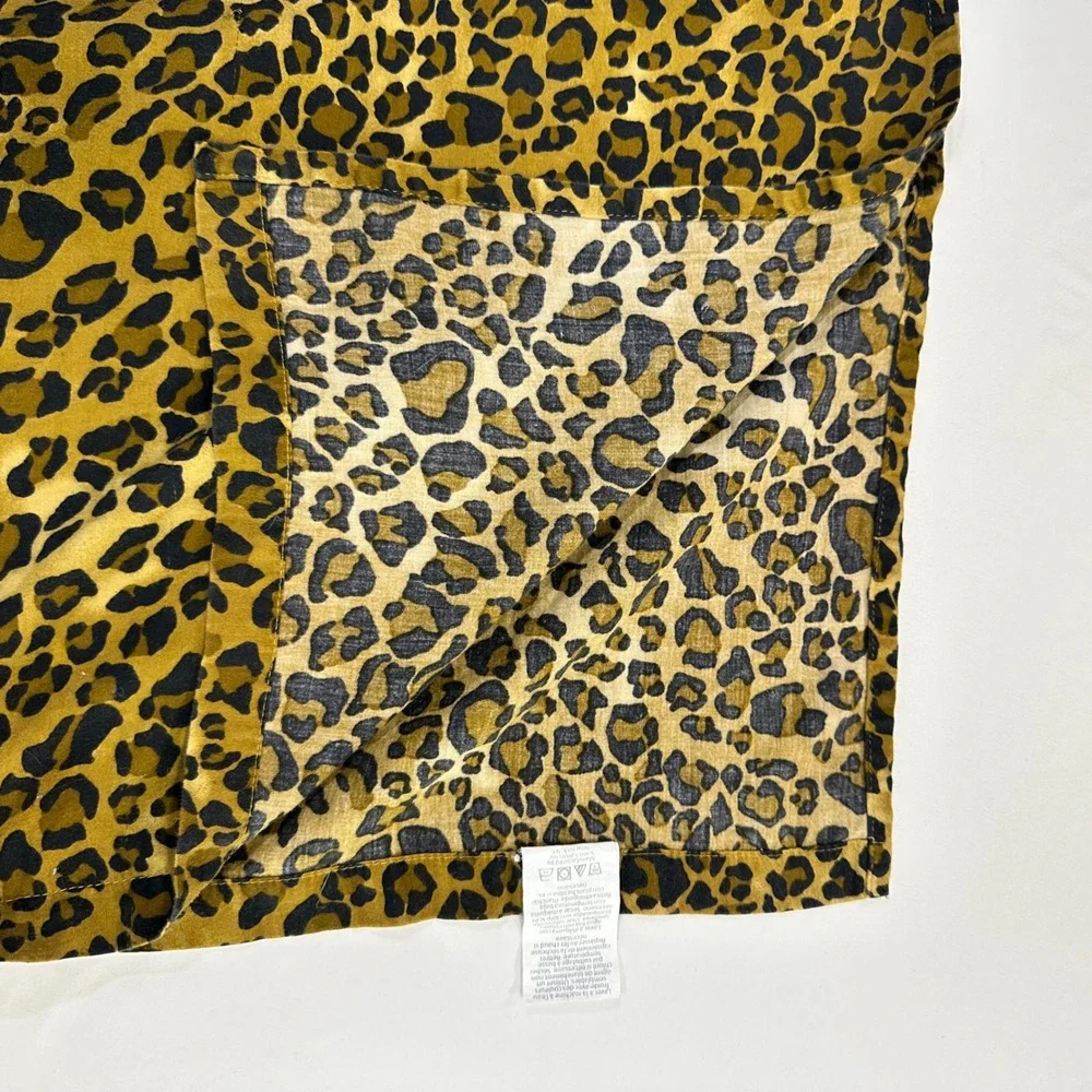 The Safari Collection Leopard Print Flat Sheet King Tan Black Cotton Maximalist